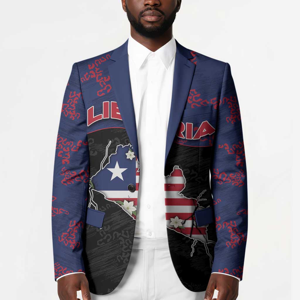 Personalized Liberia Blazer Map With Pepper Flowers Scratch Texture