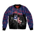 Personalized Liberia Bomber Jacket Map With Pepper Flowers Scratch Texture