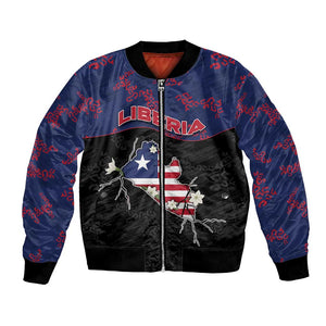 Personalized Liberia Bomber Jacket Map With Pepper Flowers Scratch Texture