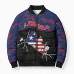 Personalized Liberia Bomber Puffer Jacket Map With Pepper Flowers Scratch Texture
