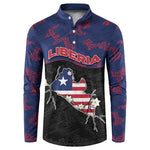 Personalized Liberia Button Sweatshirt Map With Pepper Flowers Scratch Texture