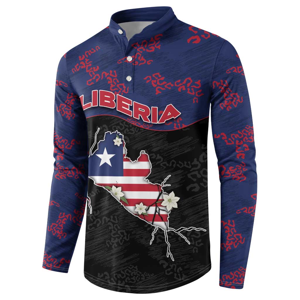 Personalized Liberia Button Sweatshirt Map With Pepper Flowers Scratch Texture