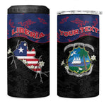 Personalized Liberia 4 in 1 Can Cooler Tumbler Map With Pepper Flowers Scratch Texture