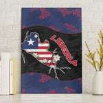 Liberia Canvas Wall Art Map With Pepper Flowers Scratch Texture