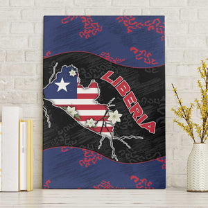 Liberia Canvas Wall Art Map With Pepper Flowers Scratch Texture