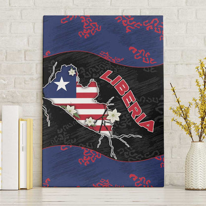 Liberia Canvas Wall Art Map With Pepper Flowers Scratch Texture