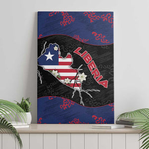 Liberia Canvas Wall Art Map With Pepper Flowers Scratch Texture