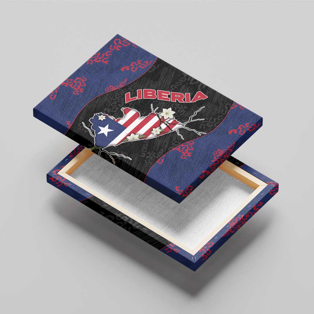 Liberia Canvas Wall Art Map With Pepper Flowers Scratch Texture