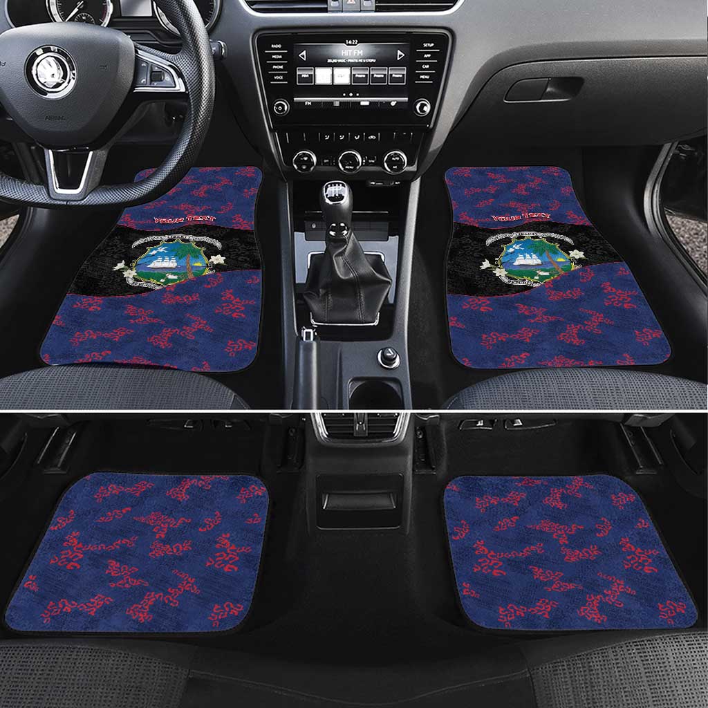 Personalized Liberia Car Mats Map With Pepper Flowers Scratch Texture