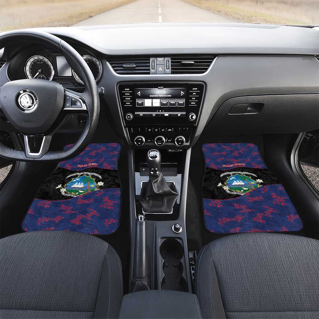 Personalized Liberia Car Mats Map With Pepper Flowers Scratch Texture
