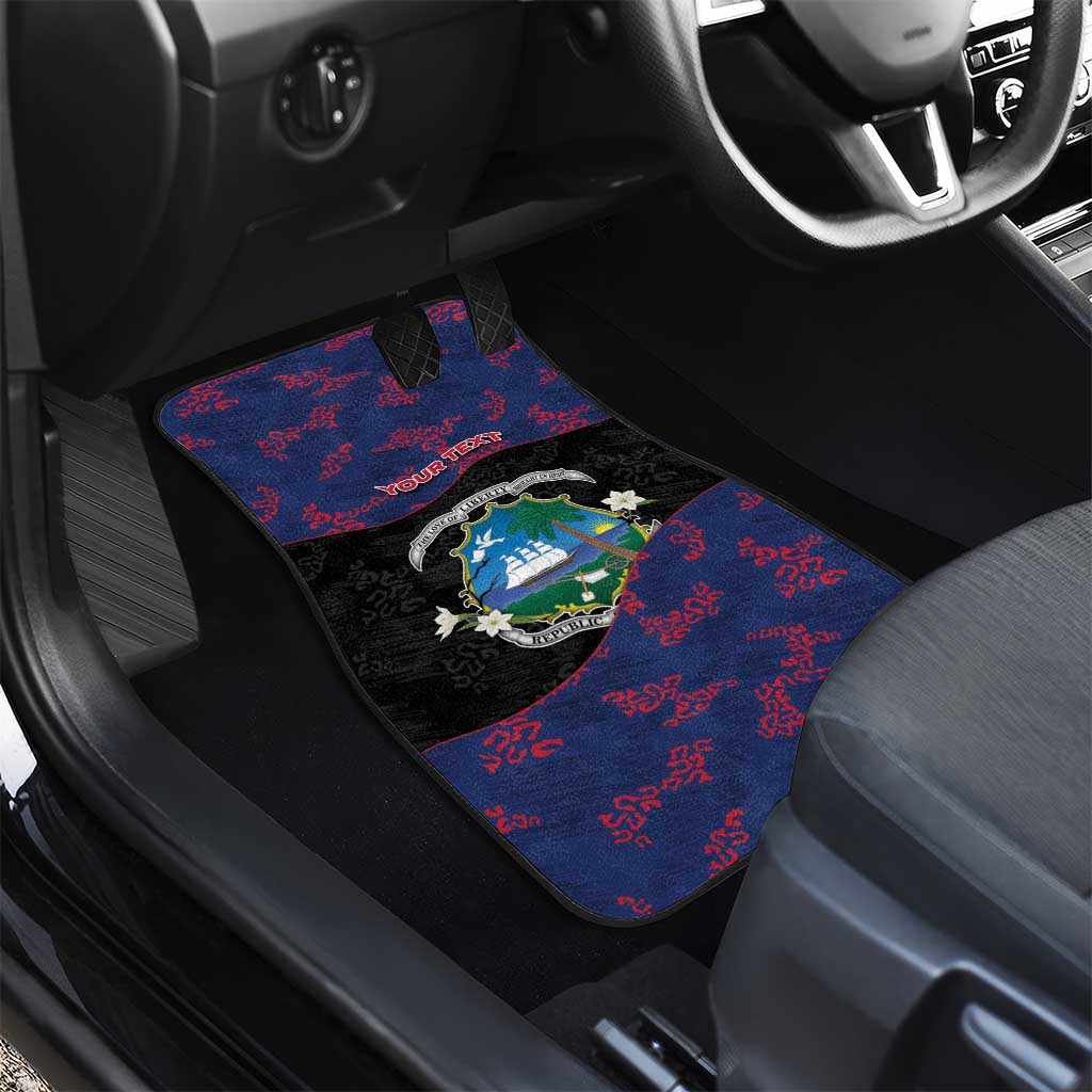 Personalized Liberia Car Mats Map With Pepper Flowers Scratch Texture