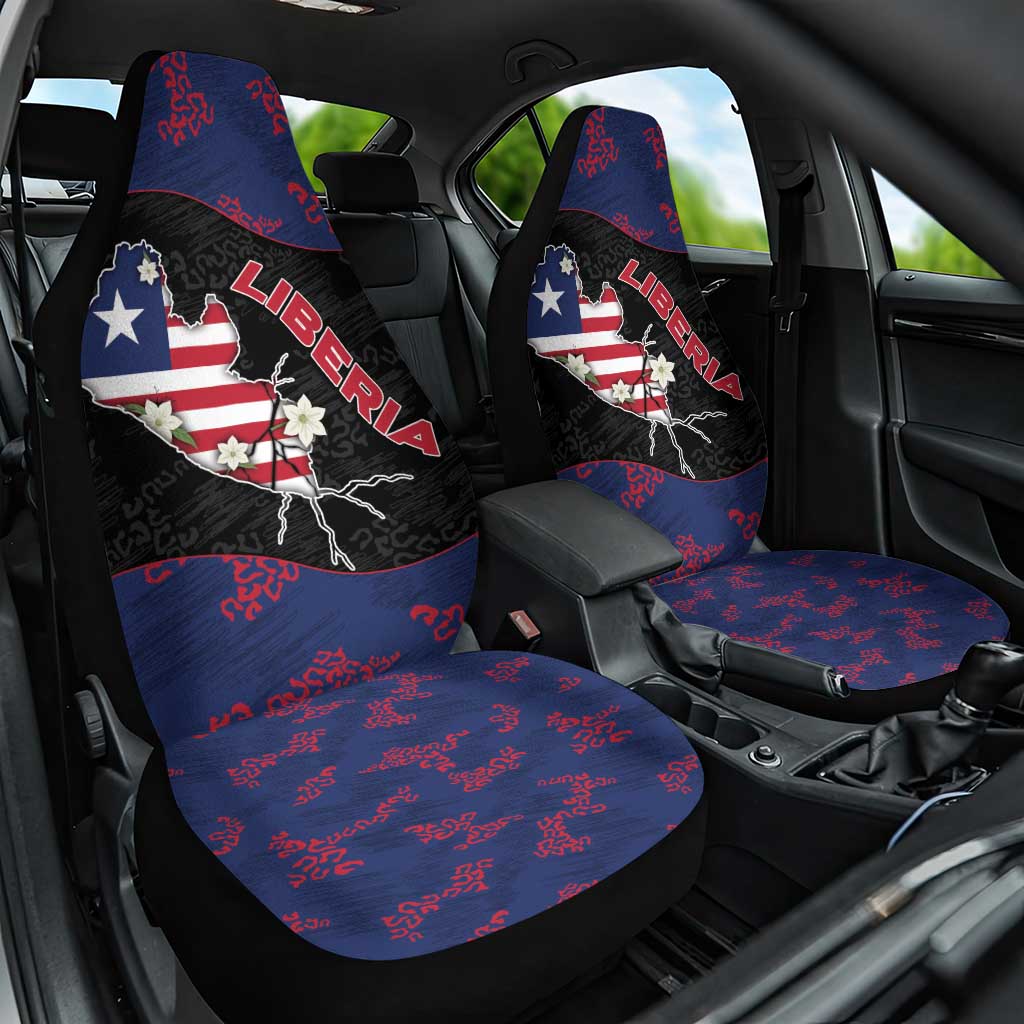 Liberia Car Seat Cover Map With Pepper Flowers Scratch Texture