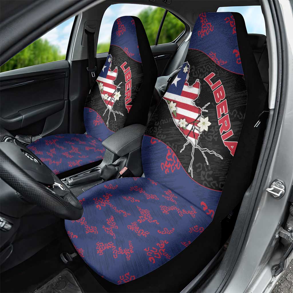Liberia Car Seat Cover Map With Pepper Flowers Scratch Texture