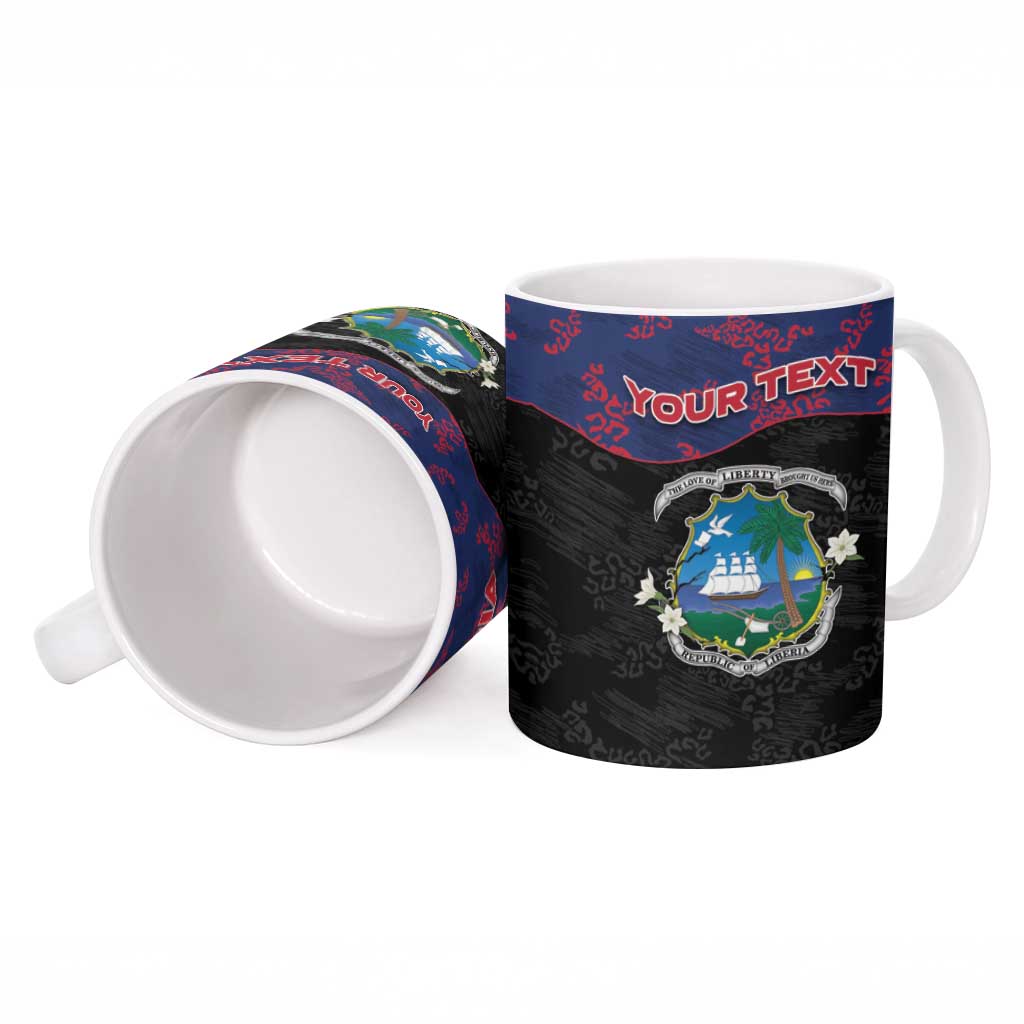 Personalized Liberia Ceramic Mug Map With Pepper Flowers Scratch Texture