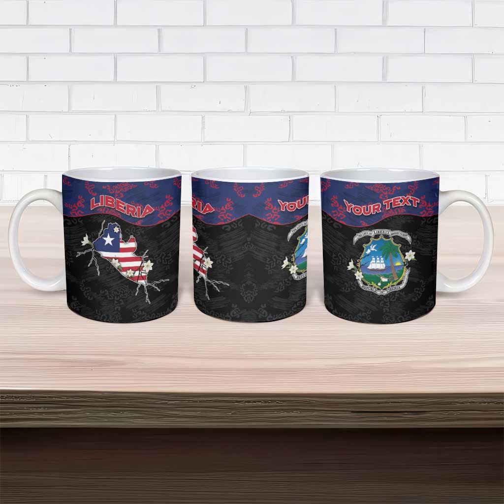 Personalized Liberia Ceramic Mug Map With Pepper Flowers Scratch Texture