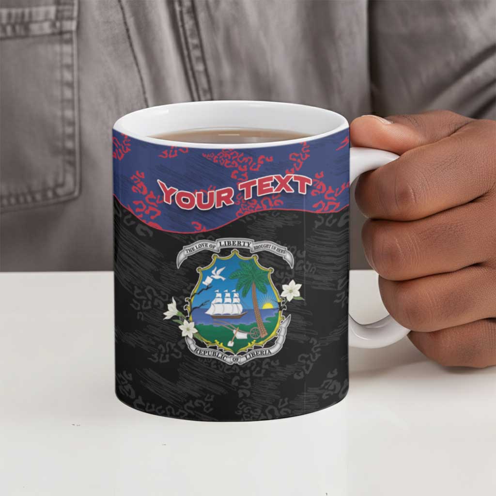 Personalized Liberia Ceramic Mug Map With Pepper Flowers Scratch Texture