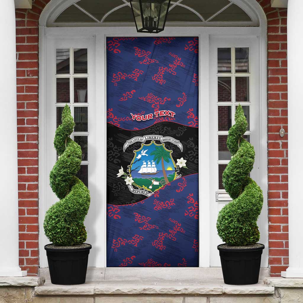 Personalized Liberia Door Cover Map With Pepper Flowers Scratch Texture