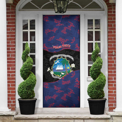 Personalized Liberia Door Cover Map With Pepper Flowers Scratch Texture