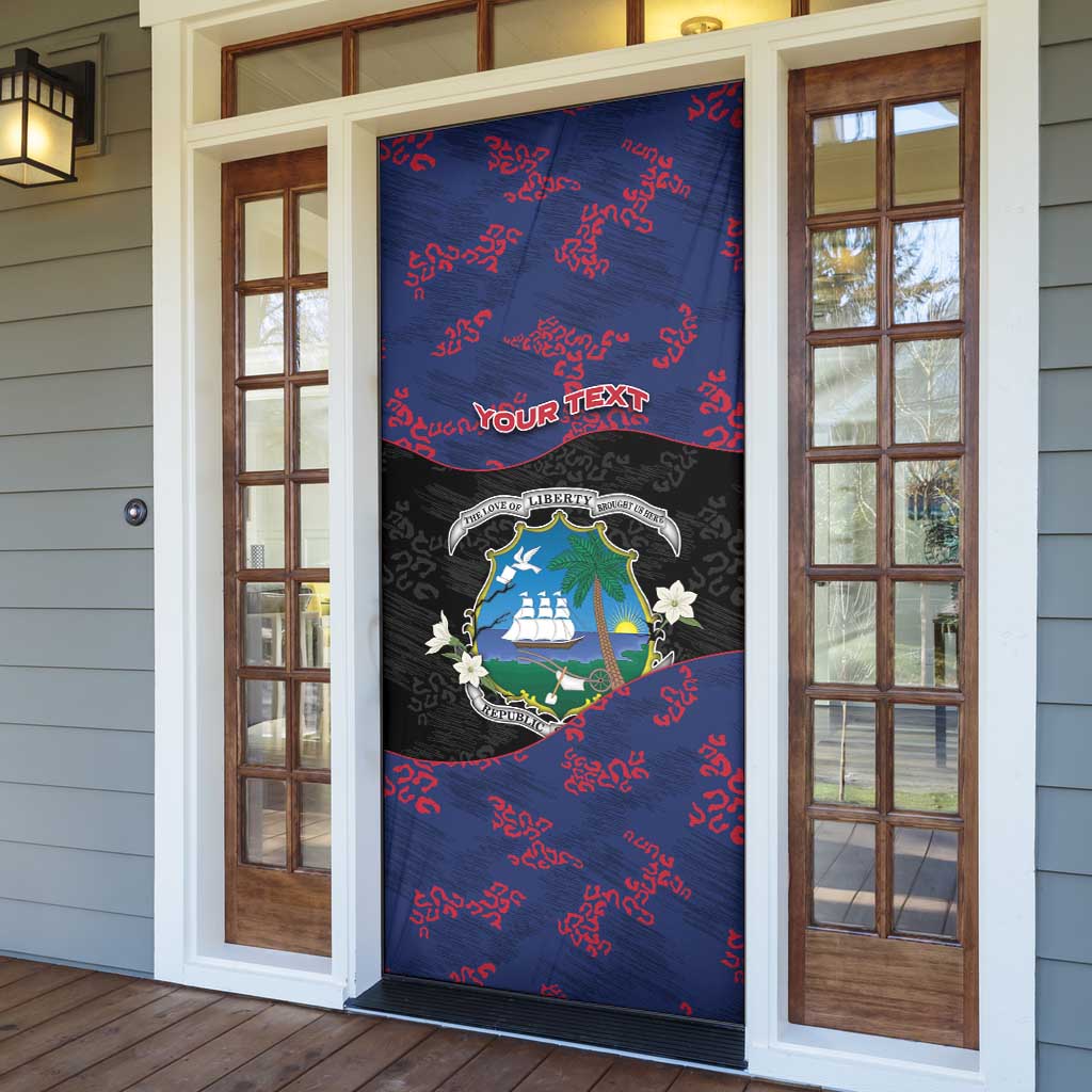 Personalized Liberia Door Cover Map With Pepper Flowers Scratch Texture