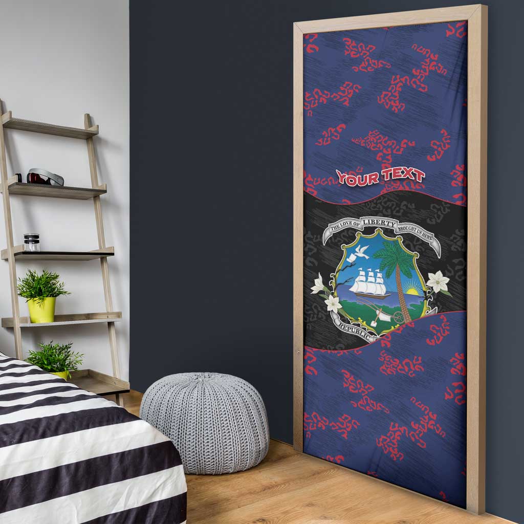 Personalized Liberia Door Cover Map With Pepper Flowers Scratch Texture