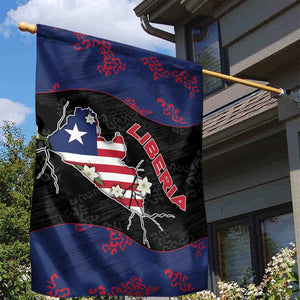 Liberia Garden Flag Map With Pepper Flowers Scratch Texture