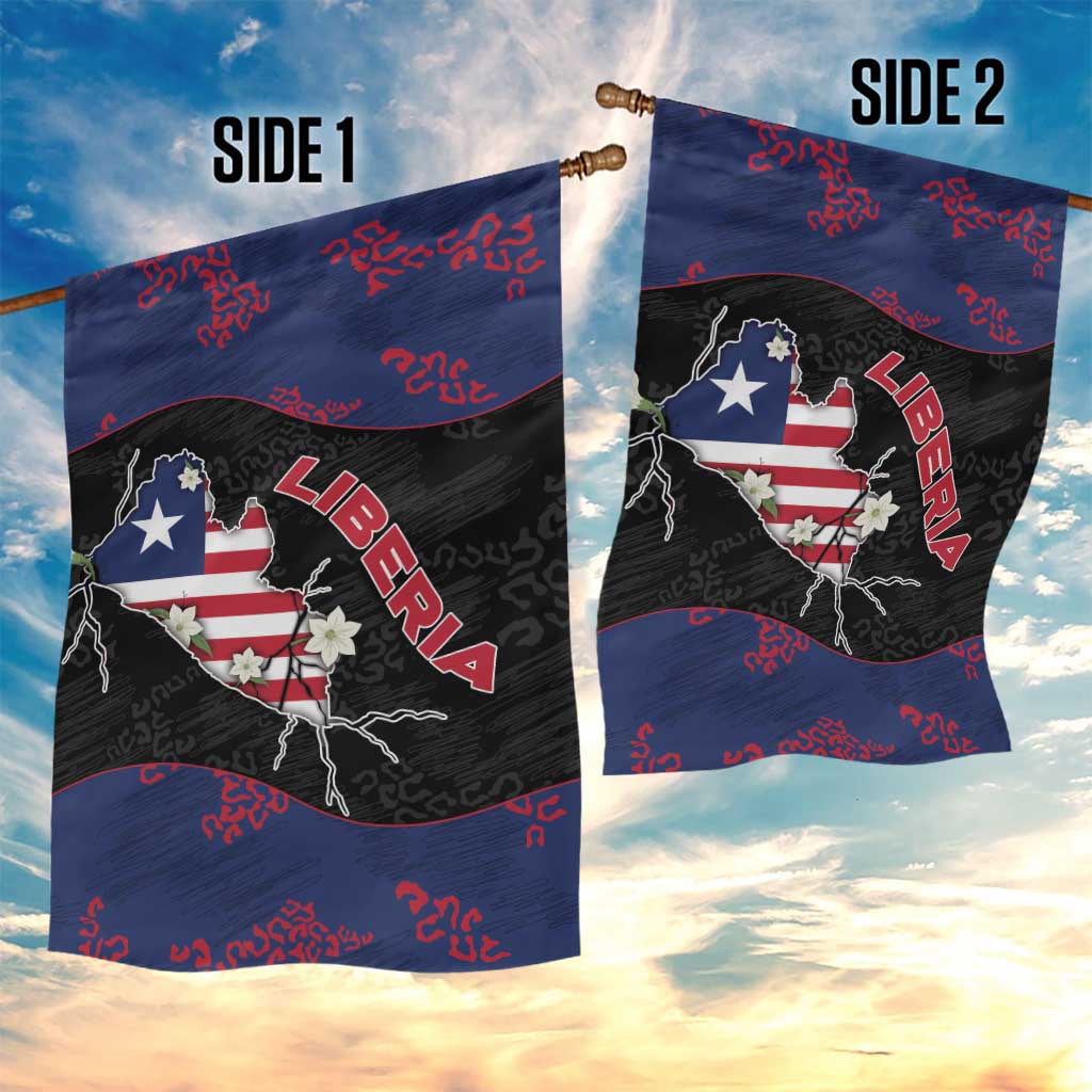 Liberia Garden Flag Map With Pepper Flowers Scratch Texture