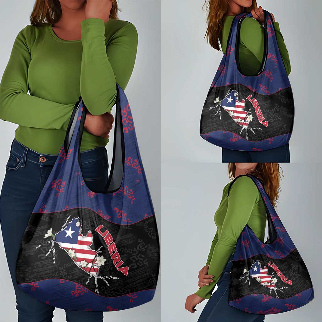 Liberia Grocery Bag Map With Pepper Flowers Scratch Texture