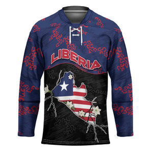 Personalized Liberia Hockey Jersey Map With Pepper Flowers Scratch Texture