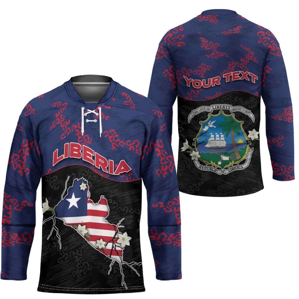 Personalized Liberia Hockey Jersey Map With Pepper Flowers Scratch Texture