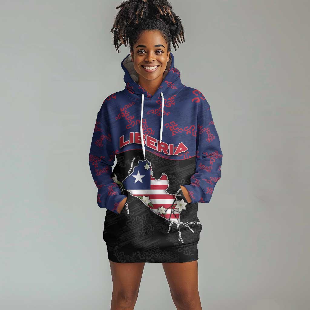 Personalized Liberia Hoodie Dress Map With Pepper Flowers Scratch Texture