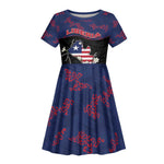 Personalized Liberia Kid Short Sleeve Dress Map With Pepper Flowers Scratch Texture