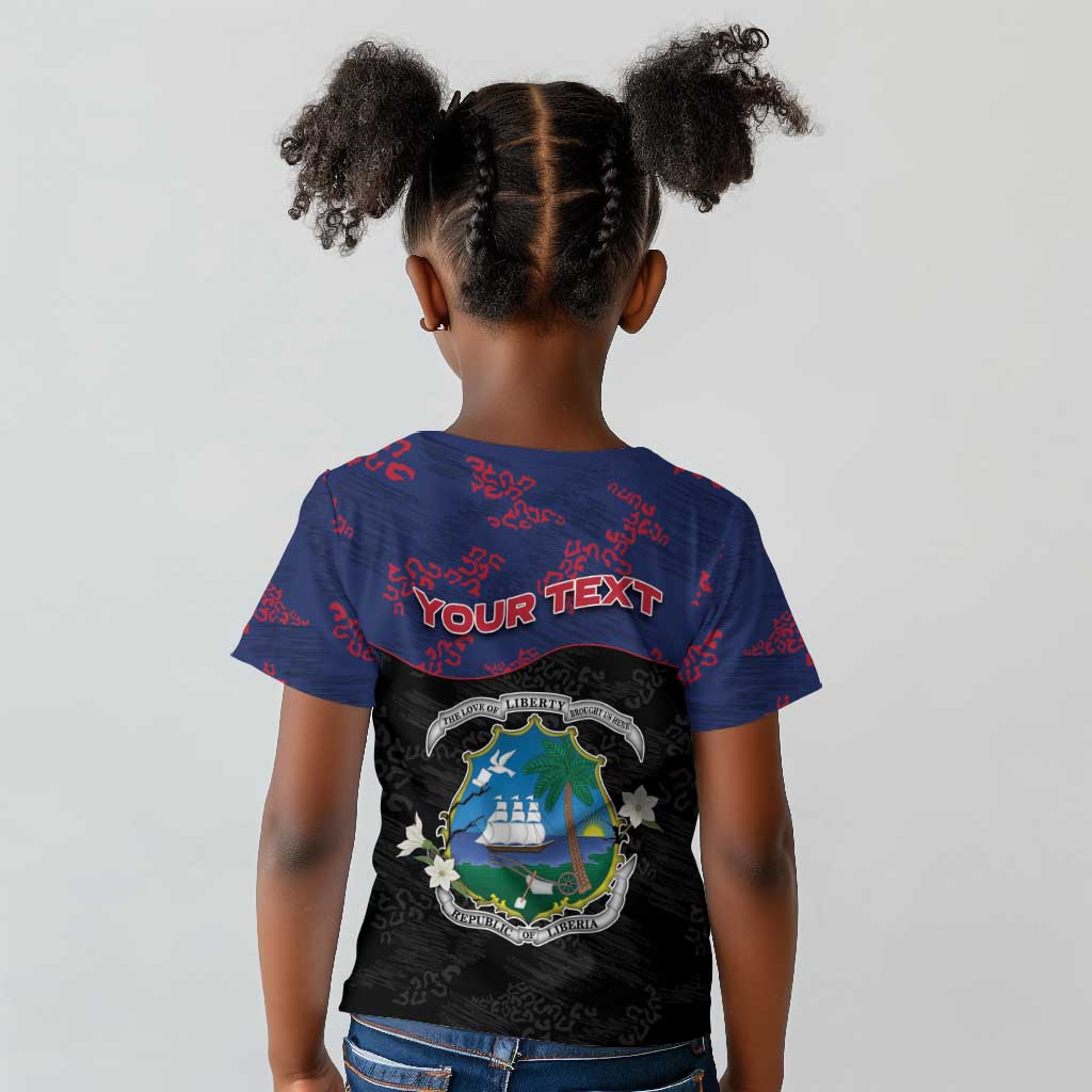 Personalized Liberia Kid T shirt Map With Pepper Flowers Scratch Texture