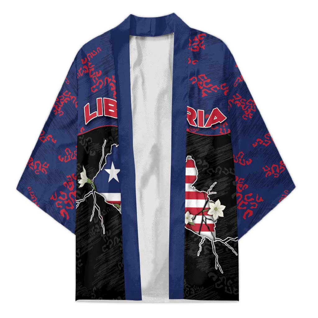 Personalized Liberia Kimono Map With Pepper Flowers Scratch Texture
