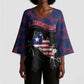 Personalized Liberia Kimono Sleeve Blouse Map With Pepper Flowers Scratch Texture
