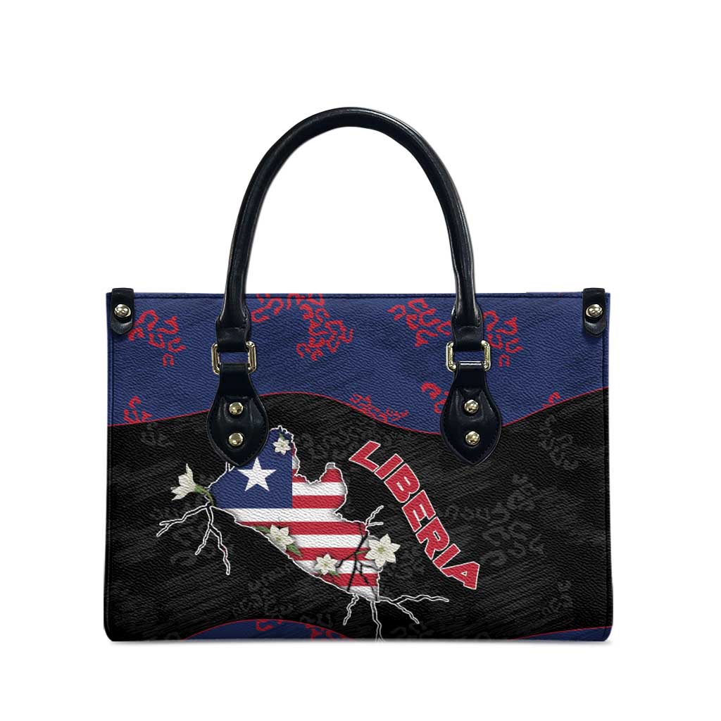 Liberia Leather Bag Map With Pepper Flowers Scratch Texture