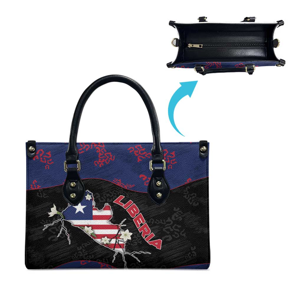 Liberia Leather Bag Map With Pepper Flowers Scratch Texture