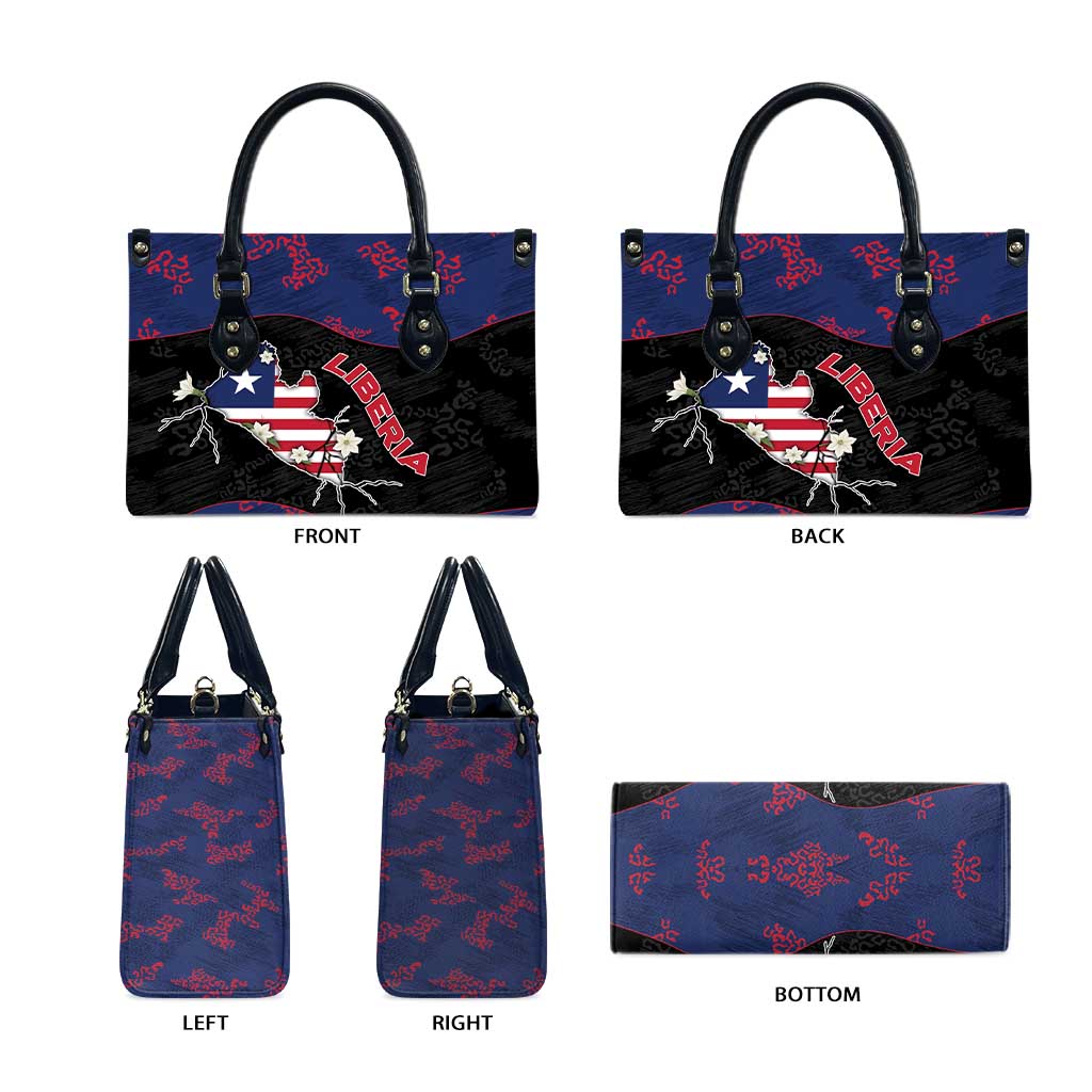 Liberia Leather Bag Map With Pepper Flowers Scratch Texture