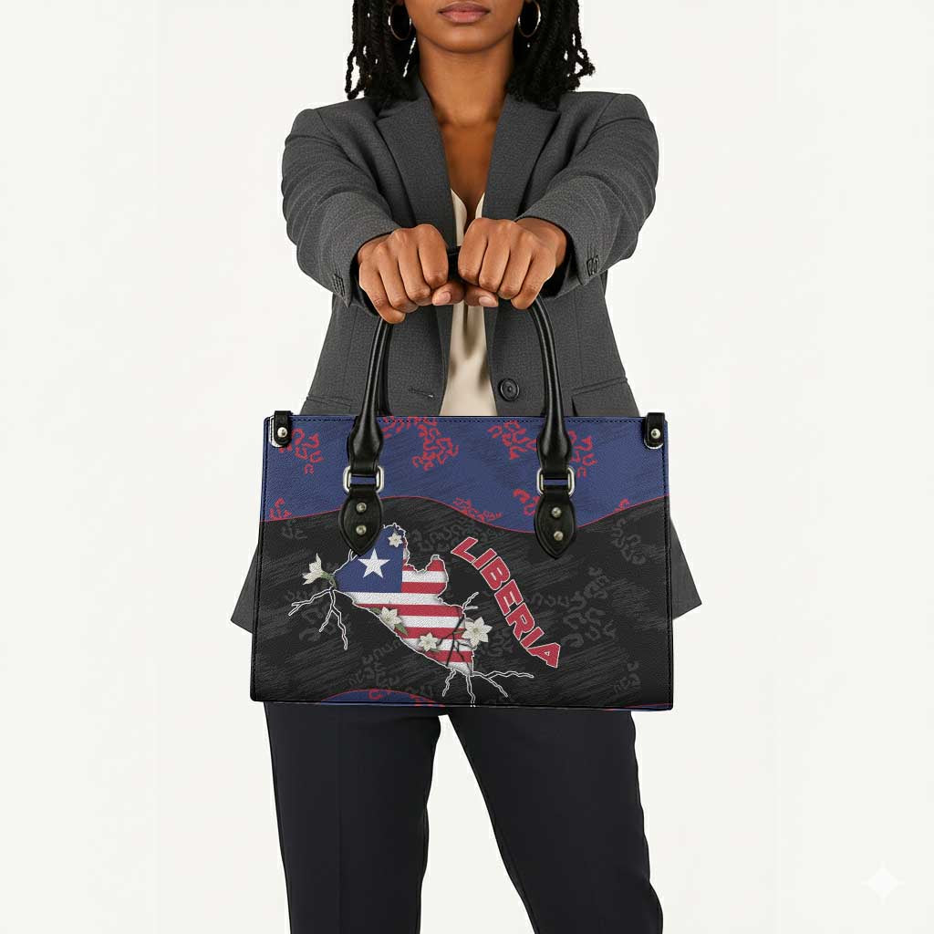 Liberia Leather Bag Map With Pepper Flowers Scratch Texture