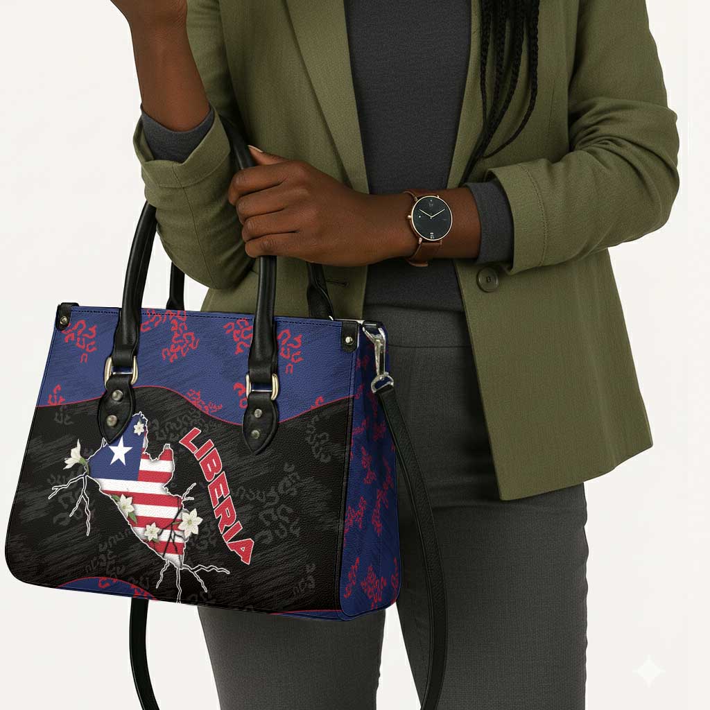 Liberia Leather Bag Map With Pepper Flowers Scratch Texture
