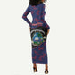 Personalized Liberia Long Sleeve Bodycon Dress Map With Pepper Flowers Scratch Texture