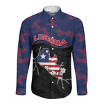 Personalized Liberia Long Sleeve Button Shirt Map With Pepper Flowers Scratch Texture