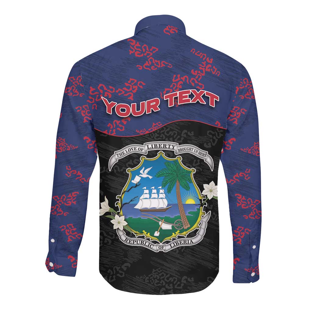 Personalized Liberia Long Sleeve Button Shirt Map With Pepper Flowers Scratch Texture