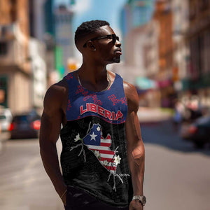 Personalized Liberia Men Tank Top Map With Pepper Flowers Scratch Texture