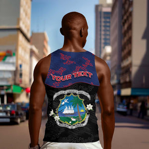 Personalized Liberia Men Tank Top Map With Pepper Flowers Scratch Texture