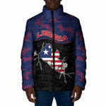 Personalized Liberia Padded Jacket Map With Pepper Flowers Scratch Texture