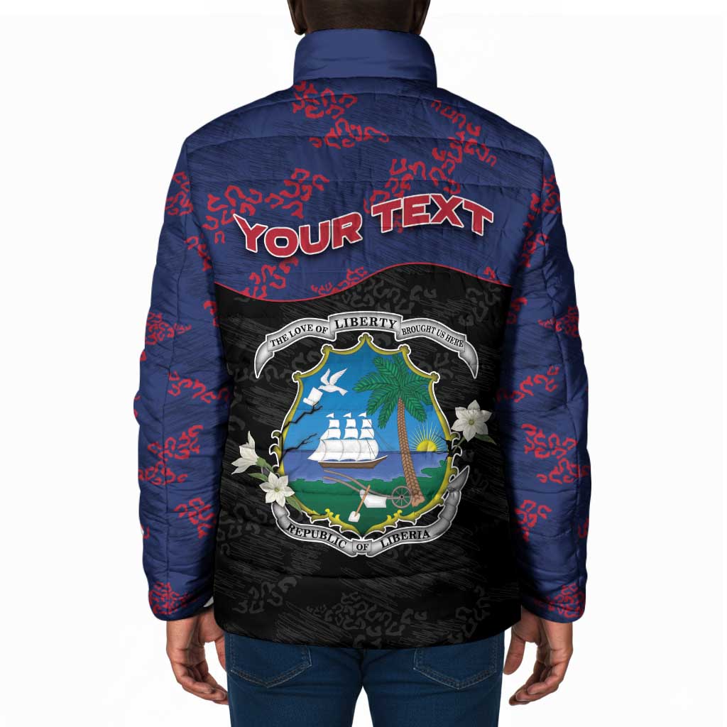 Personalized Liberia Padded Jacket Map With Pepper Flowers Scratch Texture
