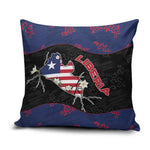 Liberia Pillow Cover Map With Pepper Flowers Scratch Texture