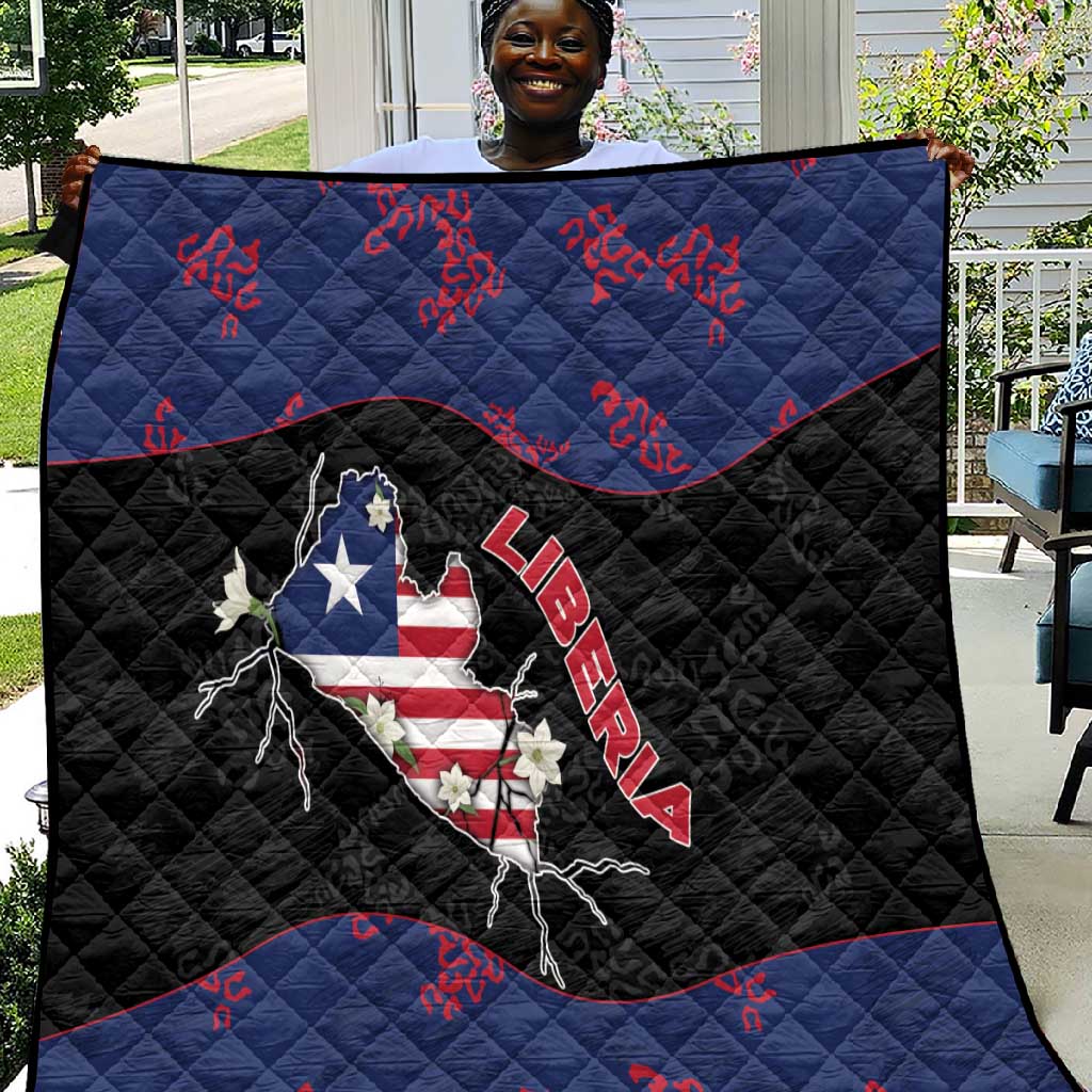 Liberia Quilt Map With Pepper Flowers Scratch Texture