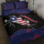Liberia Quilt Bed Set Map With Pepper Flowers Scratch Texture