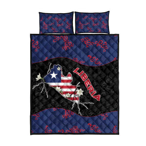 Liberia Quilt Bed Set Map With Pepper Flowers Scratch Texture